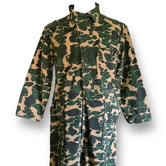 Vintage 1960s Bullseye Bill Mens Hunting Coveralls Sz Large XL Camo Duck Canvas - Picture 3 of 13